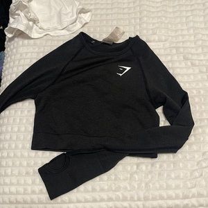 Black Gymshark Long Sleeve Crop Top